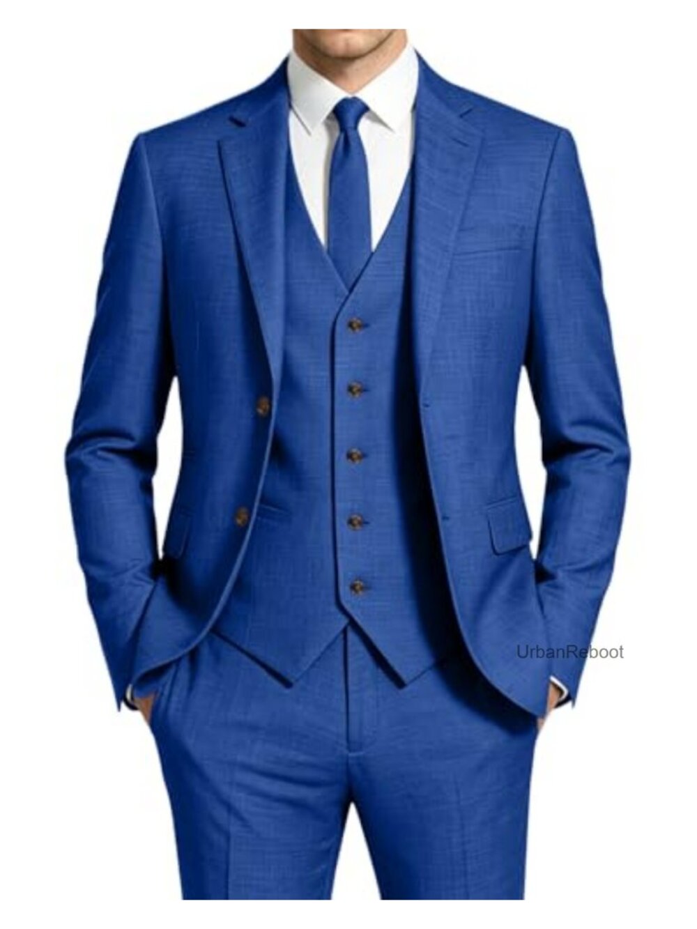 Men's 3-Piece Suit Set Polyester Jacket Vest Pants Regular Fit Wedding Formal